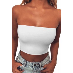 White Strapless Tube Crop Top