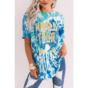 Blue WORLD TOUR Tie-dye Print Tee