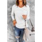 Striped V Neck Long Sleeve Top