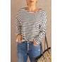 Striped Long Sleeve Top with Lace Trim