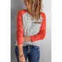 Raglan Sleeve Splicing Striped Top with Pocket