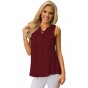 Wine Sleeveless Tank Top with Lace up