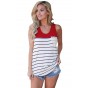 Stylish Striped Red Block Racerback Tank Top