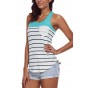 Stylish Striped Blue Block Racerback Tank Top