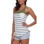 Stylish Striped Green Block Racerback Tank Top